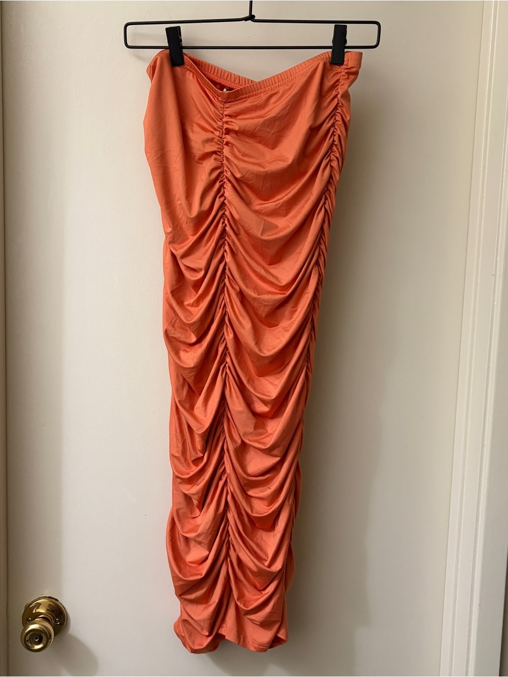 SHEIN Orange Ruched Maxi Skirt